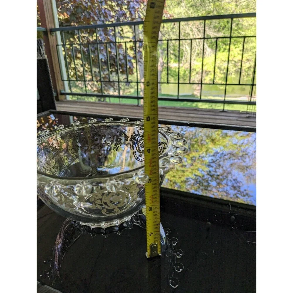 Heisey Lariat SilverOverlay “The Classic Butterfly” Vtg Glass Mayonnaise 7